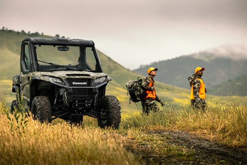 Front angle of a side x side parked off-road. opens in a new window