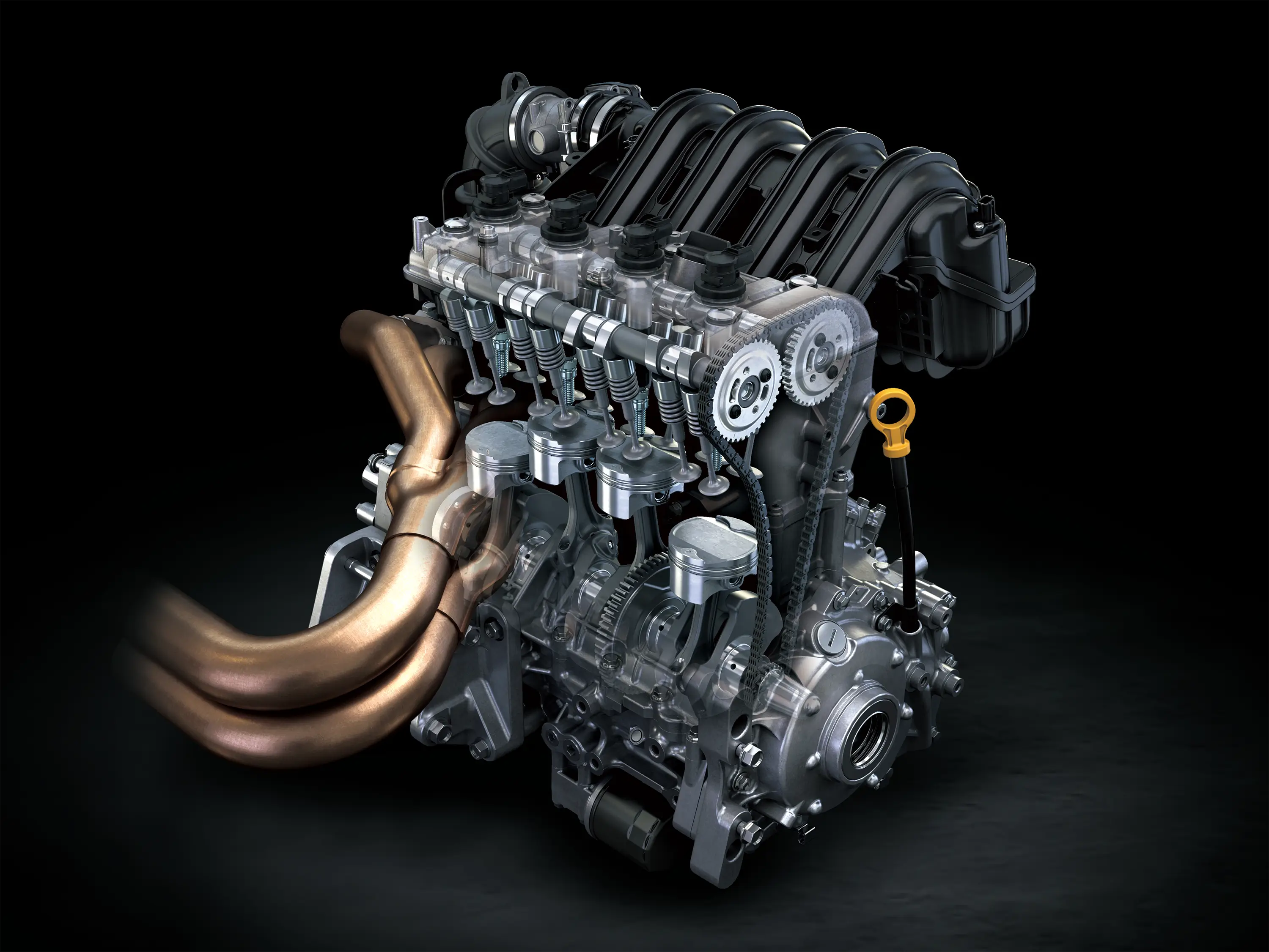 Computer-generated image of a side x side engine.