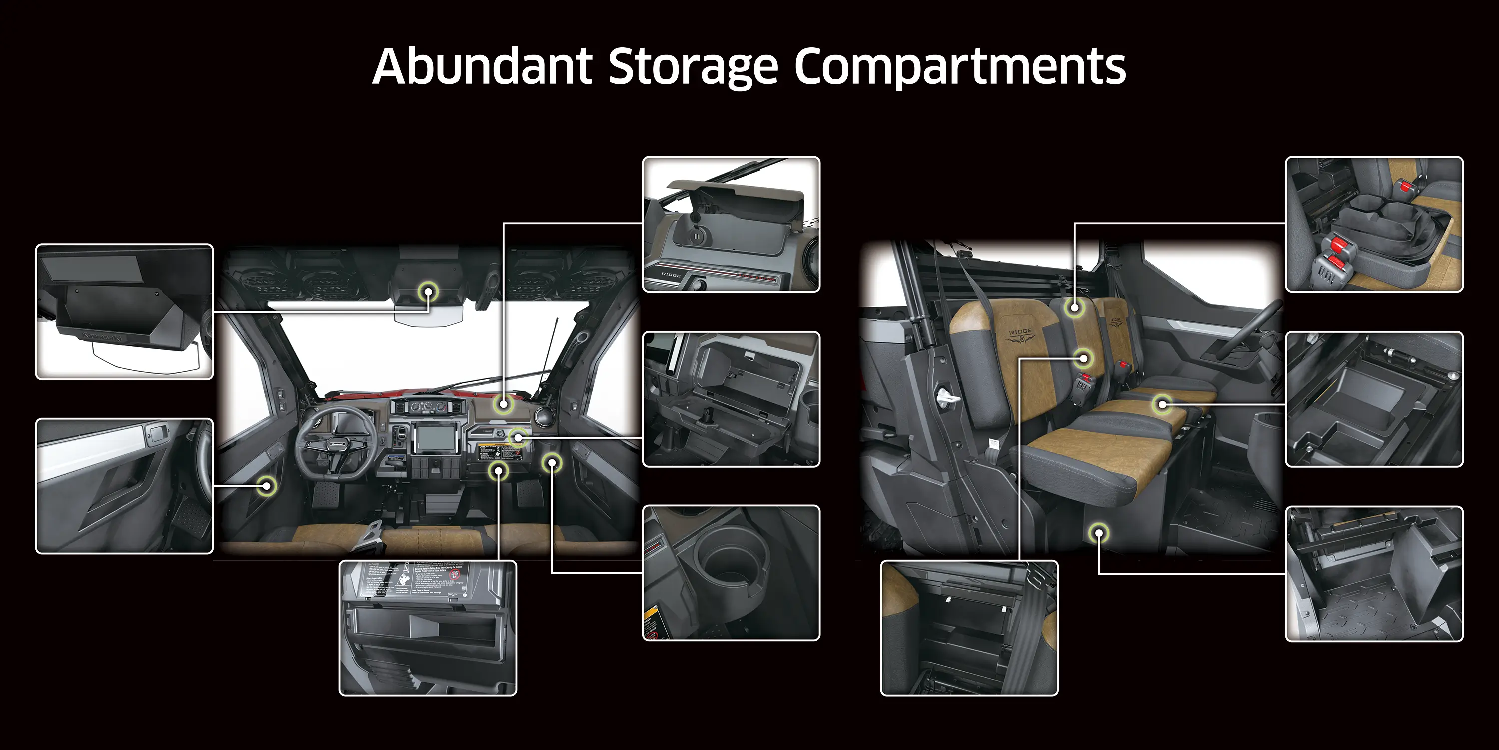 Graphic treatment of a side x side storage compartments.