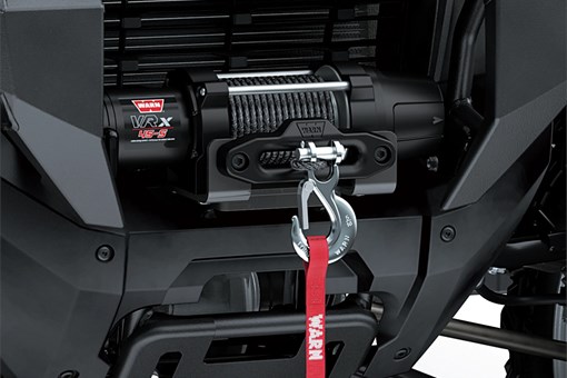 Close-up of a side x side winch. opens in a new window