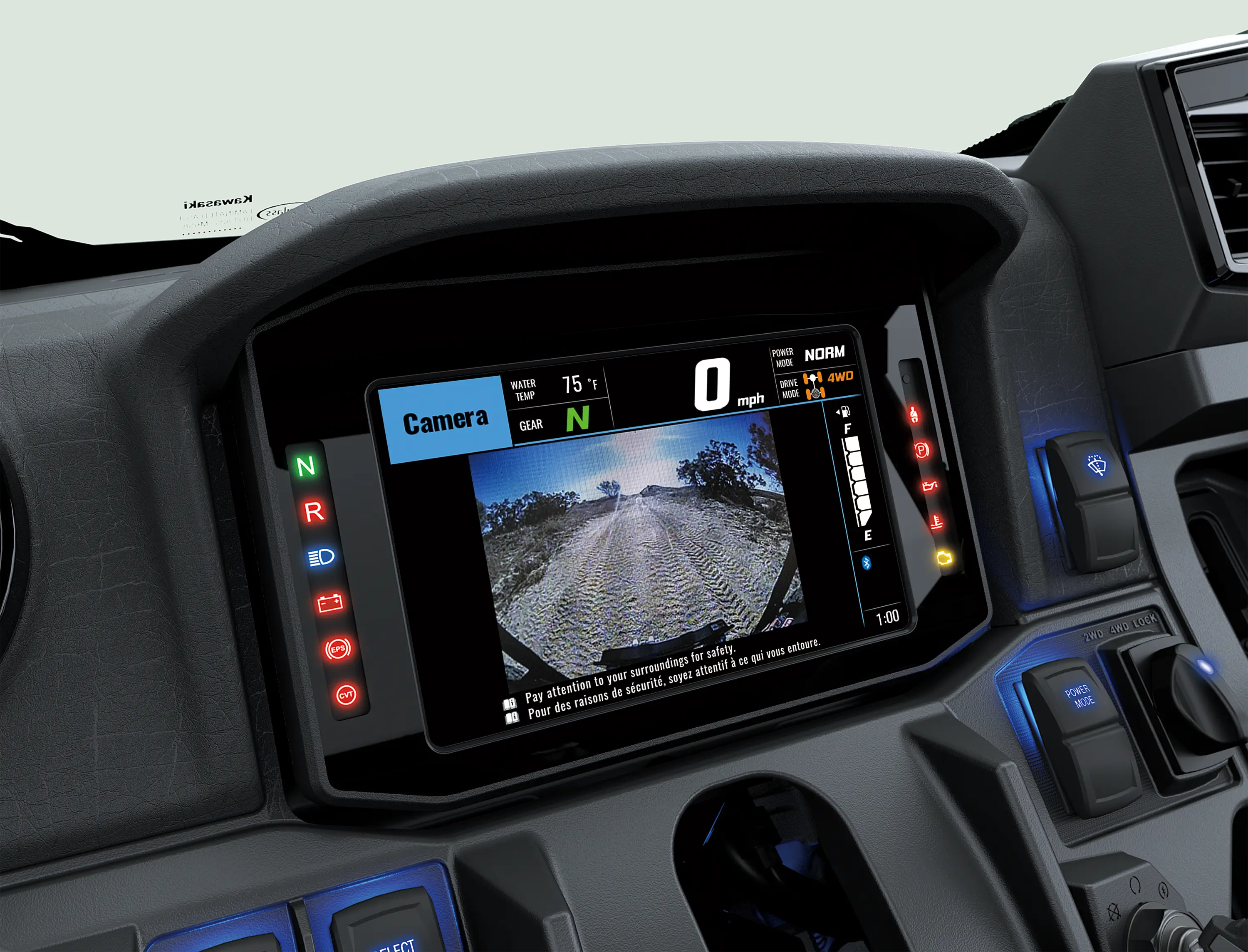 Close-up of the TFT screen in a side x side.