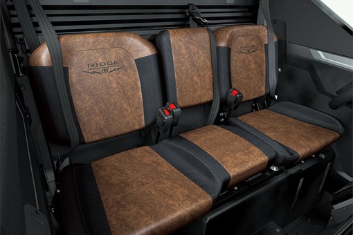 Close-up of bench seating in a side x side. opens in a new window