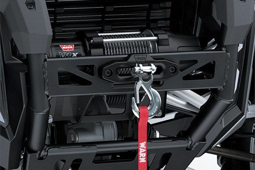 Close-up of a side x side winch. opens in a new window