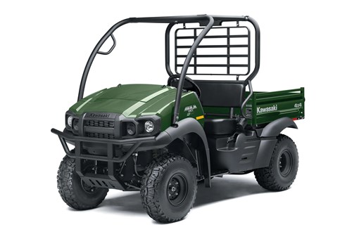 Front three-quarter view of a green side x side in a white studio. opens in a new window