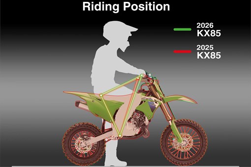 Outline diagram of a youth rider on a dirt bike showing rider proportions. opens in a new window