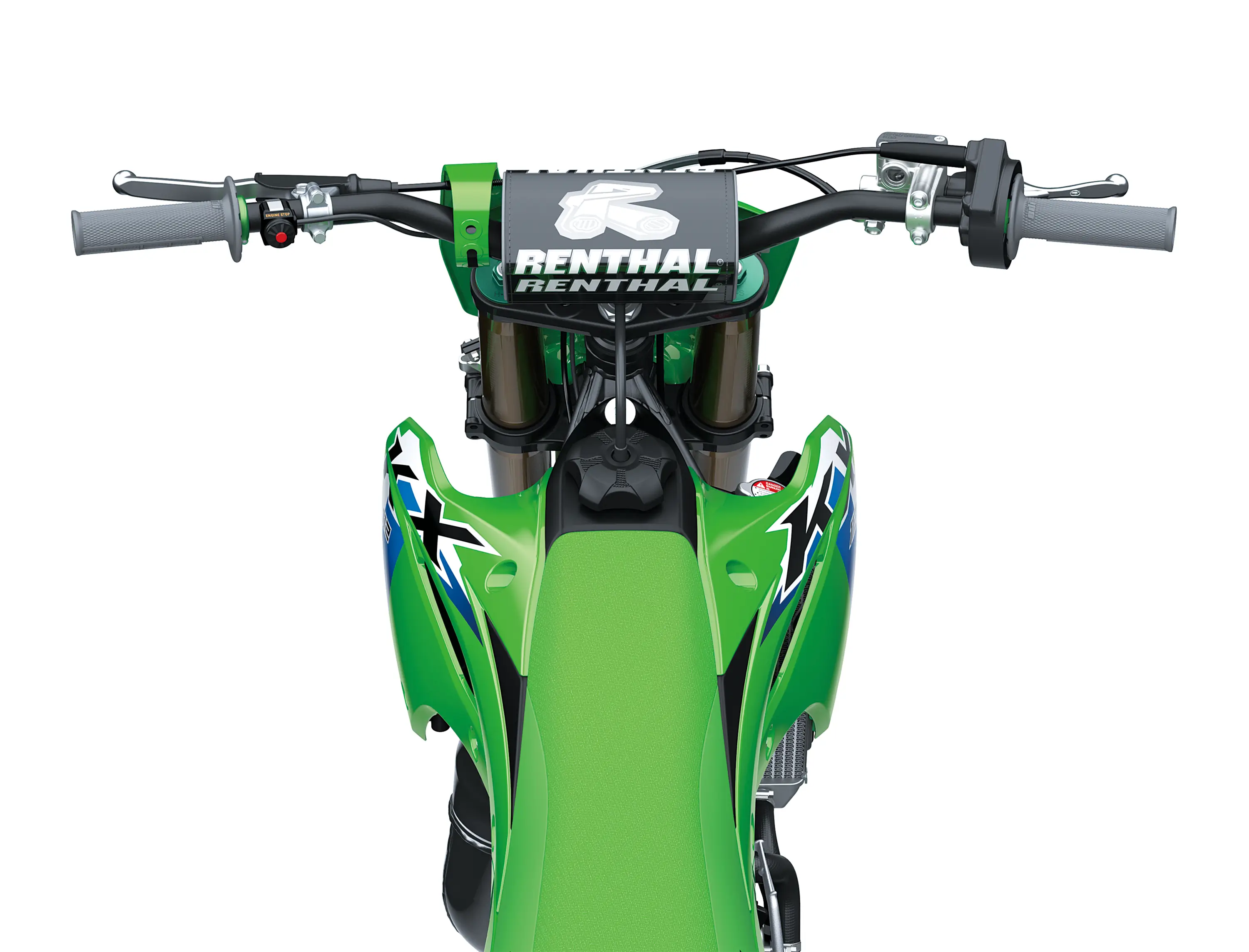 Rider overhead POV on handlebars in studio.