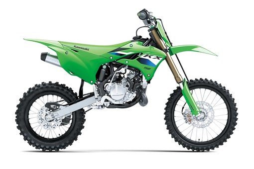Right side view of a green youth dirt bike staged in a white studio background. opens in a new window