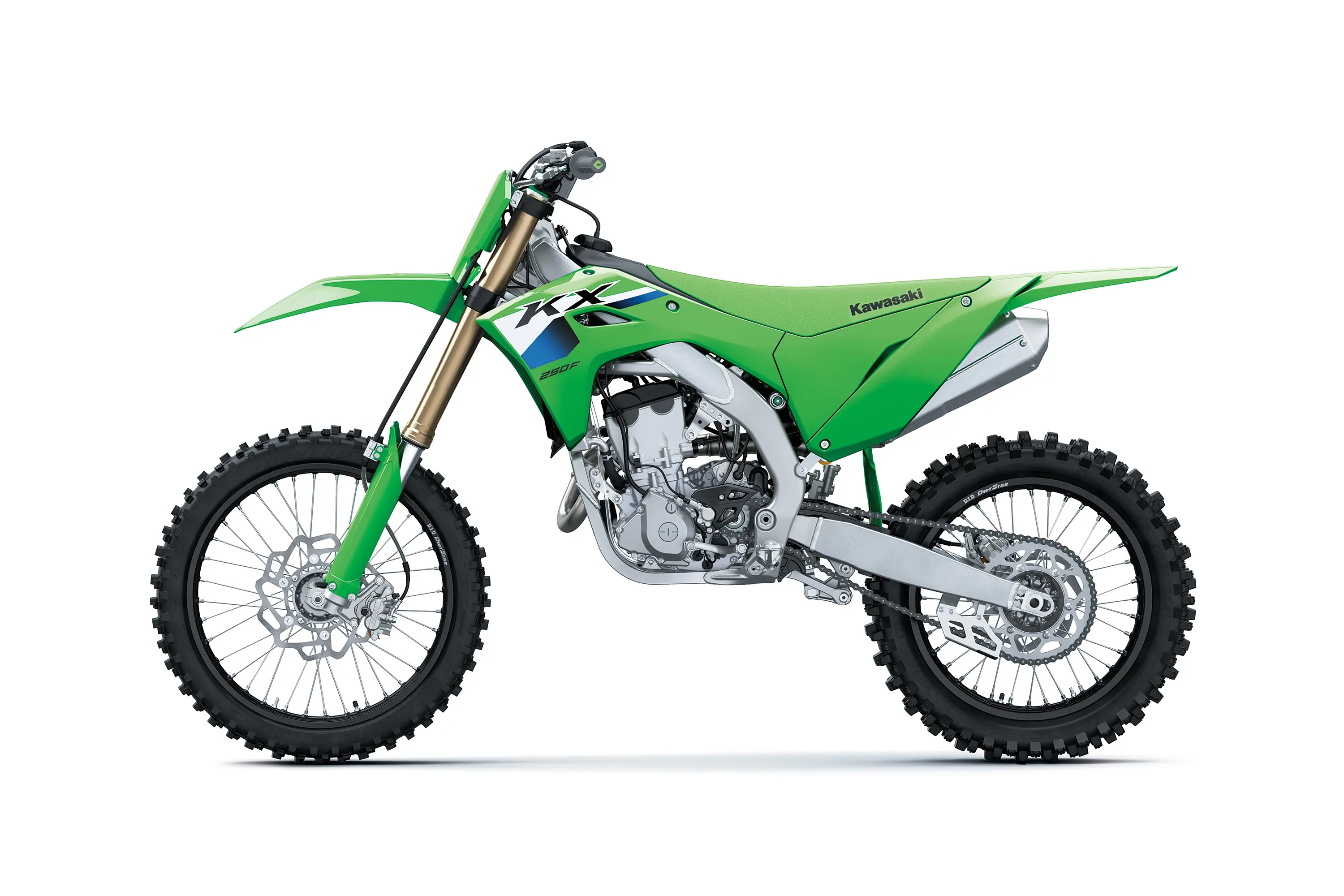 Profile view of a motorcycle staged in a white studio background.