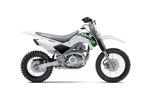 Right side view of a white youth dirt bike staged in a white studio background. opens in a new window