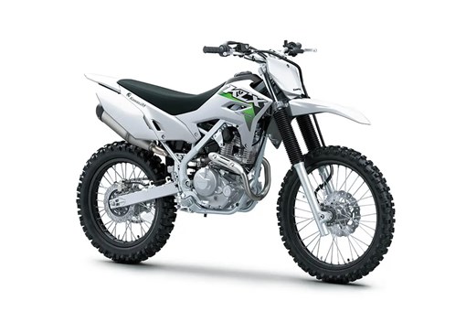 Three-quarter front angle of a silver motorcycle staged in a white studio background. opens in a new window