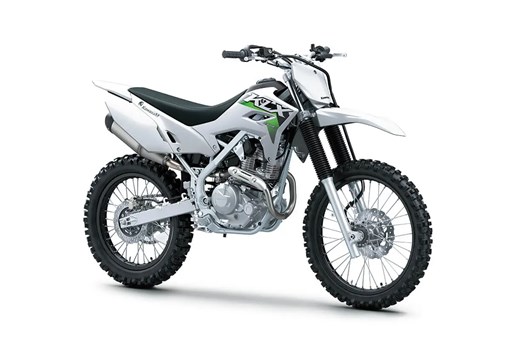Three-quarter front angle of a silver motorcycle staged in a white studio background. opens in a new window