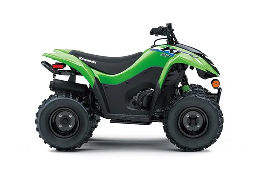 Right side view of a green youth ATV staged in a white studio background. opens in a new window