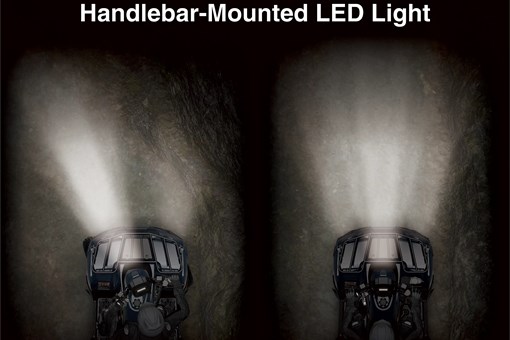 Overhead view of the headlight of a utility ATV. opens in a new window