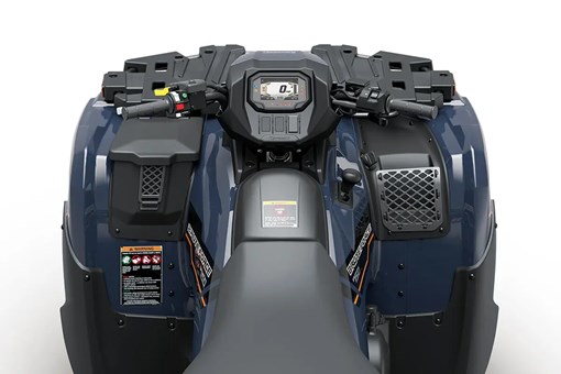 Overhead view of the front end and rider cockpit of a utility ATV. opens in a new window