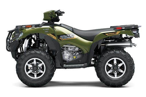 Left side view of a green utility ATV staged in a white studio background. opens in a new window