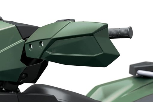 Detail view of a handguard on a utility ATV in a white studio background. opens in a new window