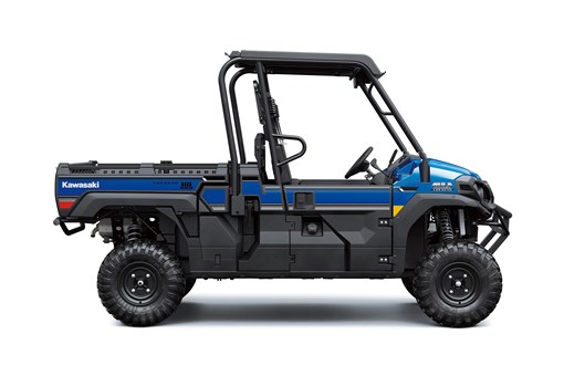 Right side view of a blue side x side staged in a white studio background. opens in a new window