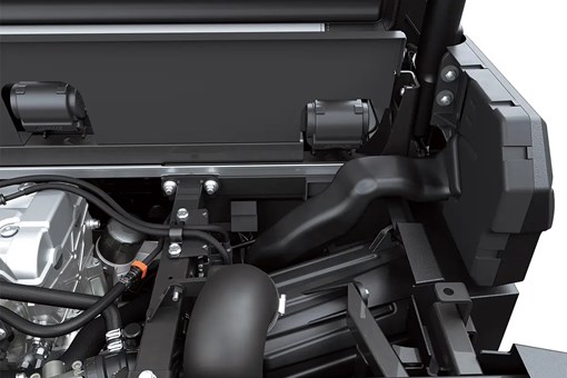 Detail photo of air intake system of a side x side staged in a white studio background. opens in a new window