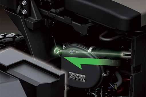 Diagram showing access to the oil dipstick of a side x side. opens in a new window