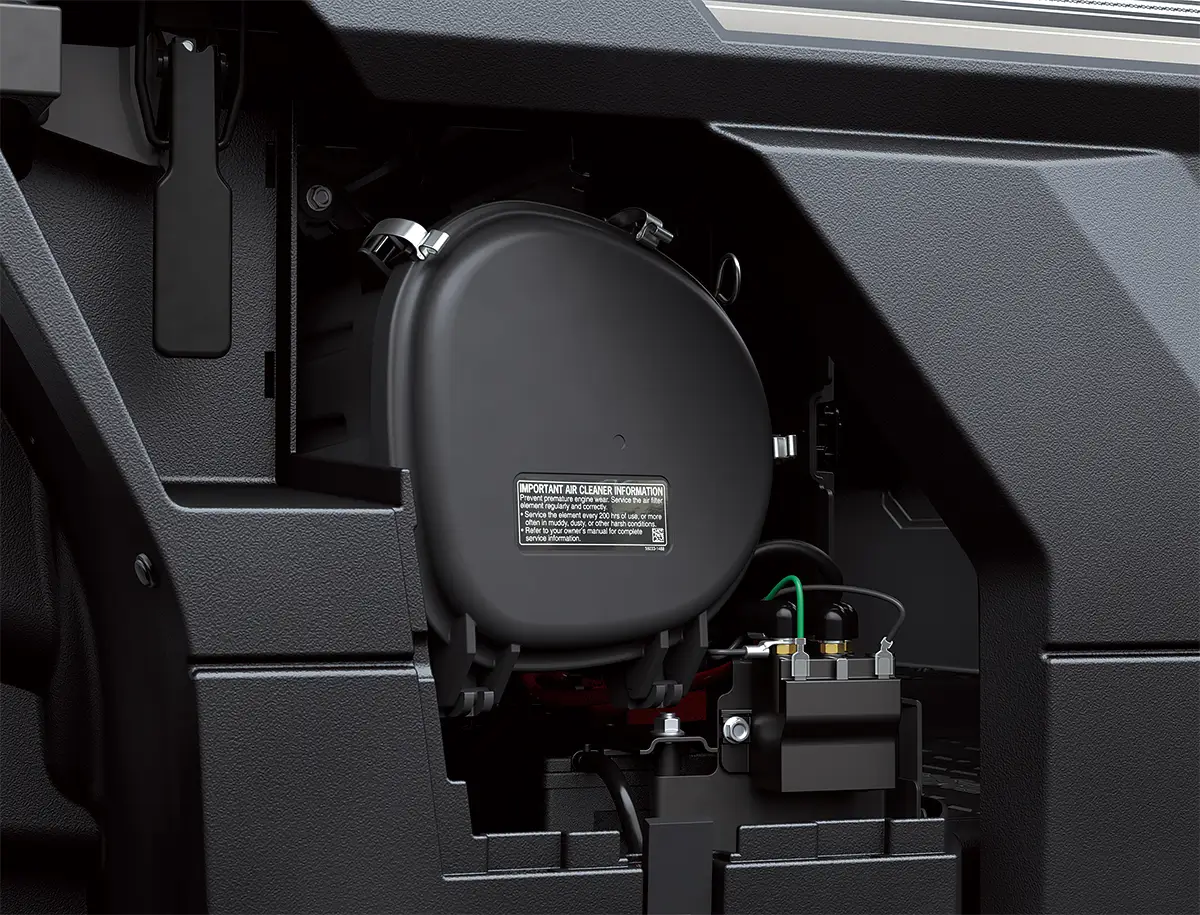 Detail photo of air filter access of a side x side.