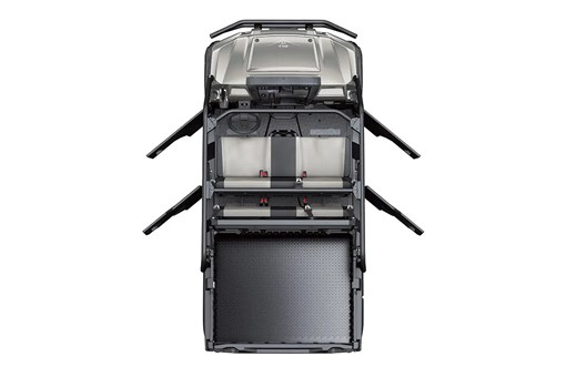 Overhead view of a side x side with four doors open staged in a white studio background. opens in a new window