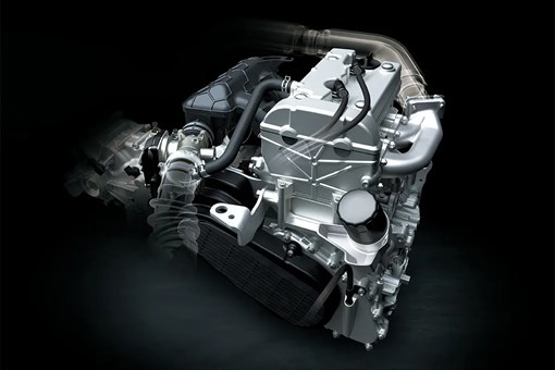 Engine of a side x side in a black studio background. opens in a new window