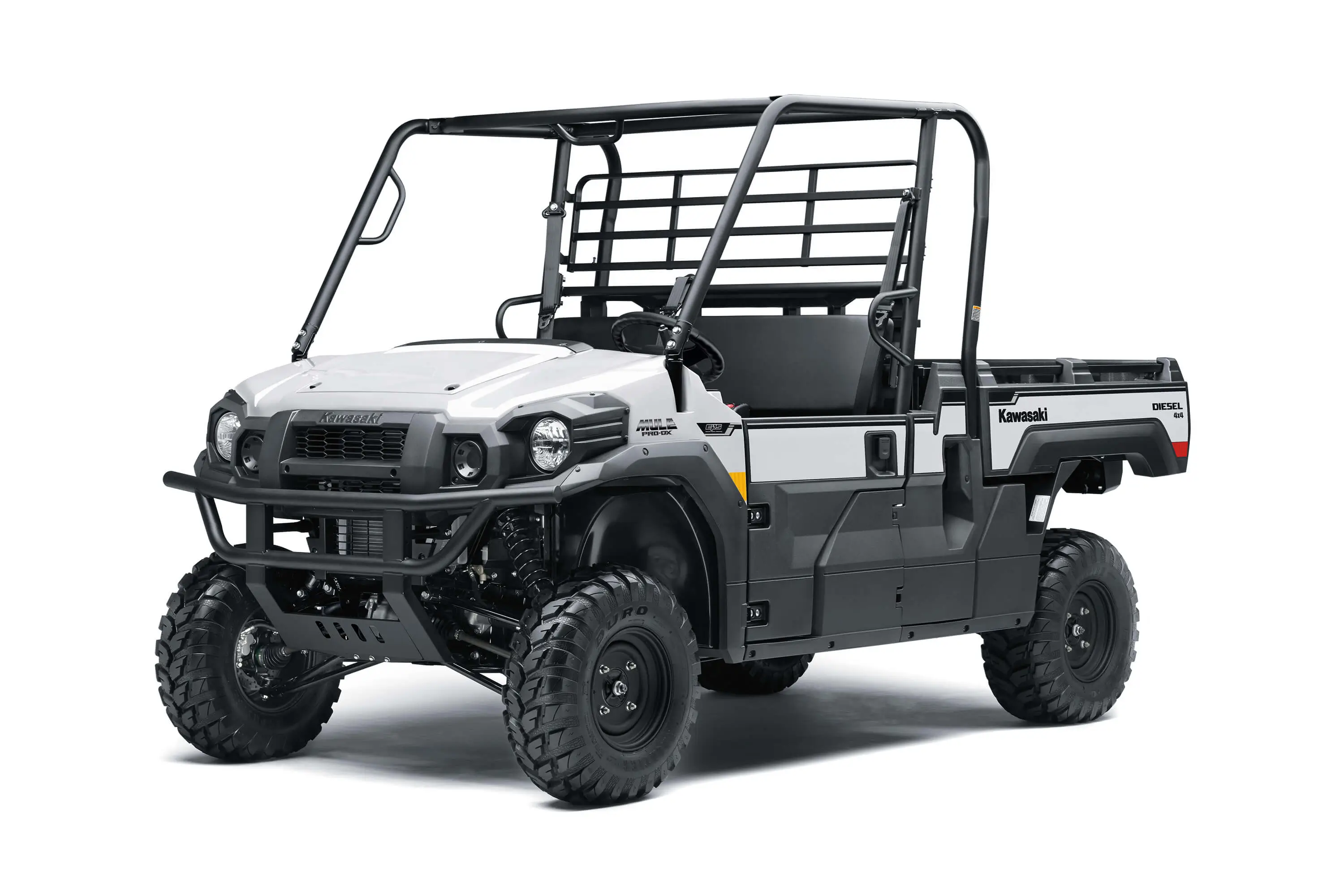 Front three-quarter view of a white side x side staged in a white studio background.