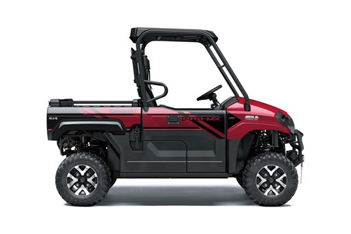 Right side view of a red side x side staged in a white studio background. opens in a new window