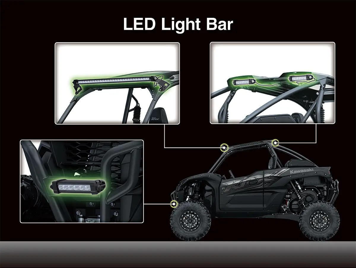 Graphic treatment showing LED light bars of a side x side.