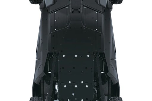 Underside view of a side x side staged in a white studio background. opens in a new window