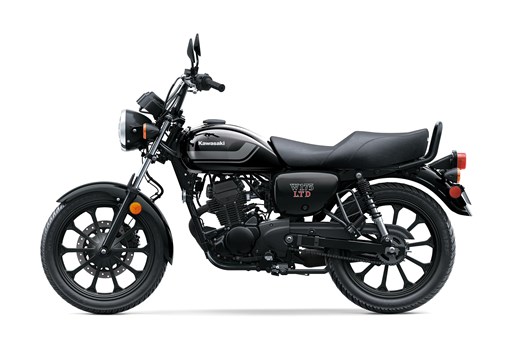 Side angle of a motorcycle staged in a white studio background. opens in a new window