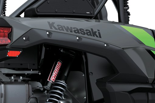 Close-up of the rear bodywork of a side x side staged in a white studio background. opens in a new window