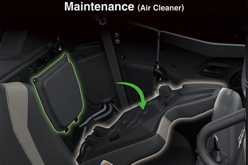 Graphic treatment showing maintenance (air cleaner) of a side x side. opens in a new window