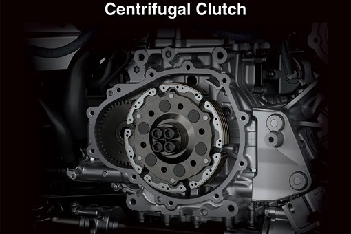Close-up of the centrifugal clutch of a side x side. opens in a new window