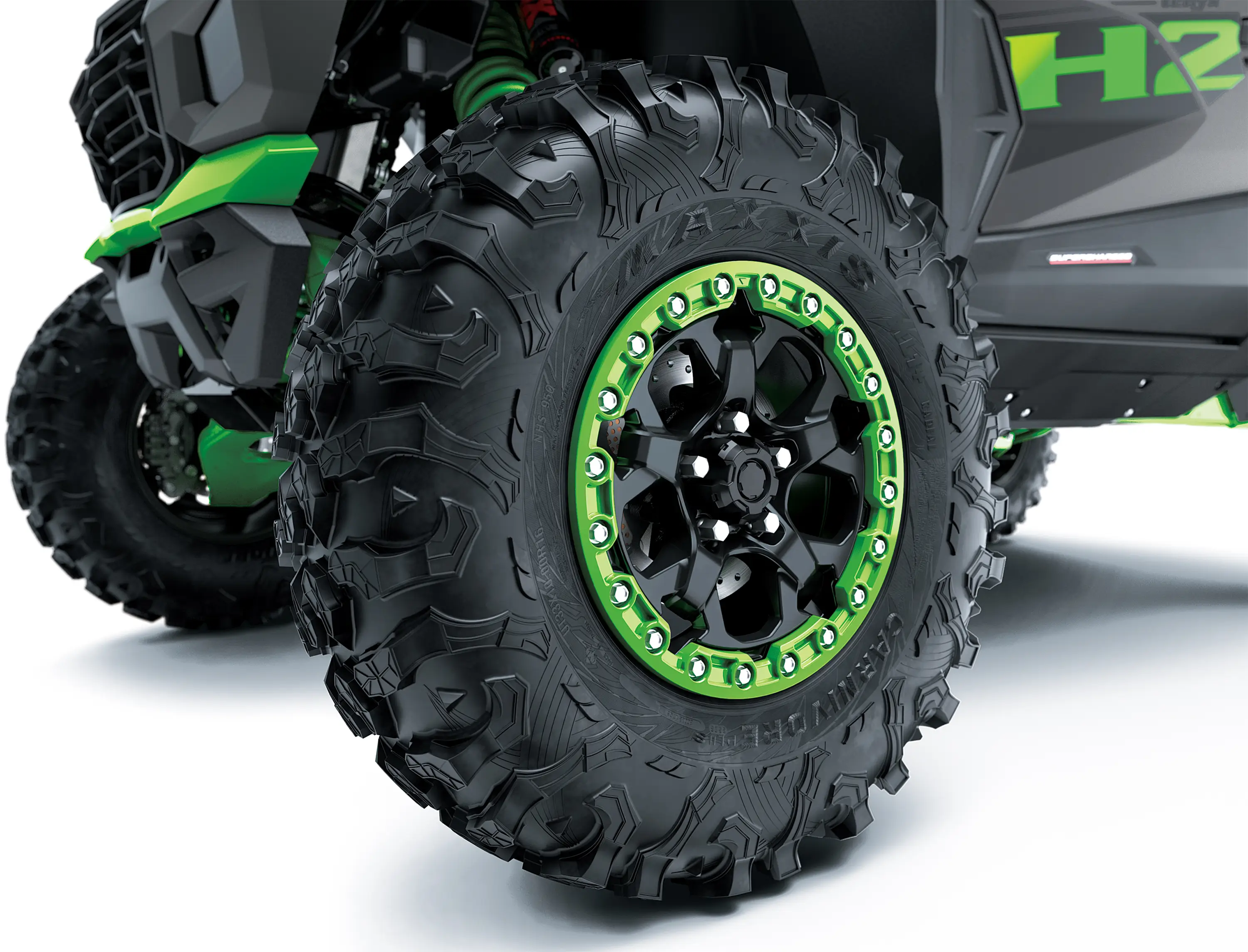 Front wheel of a side x side.