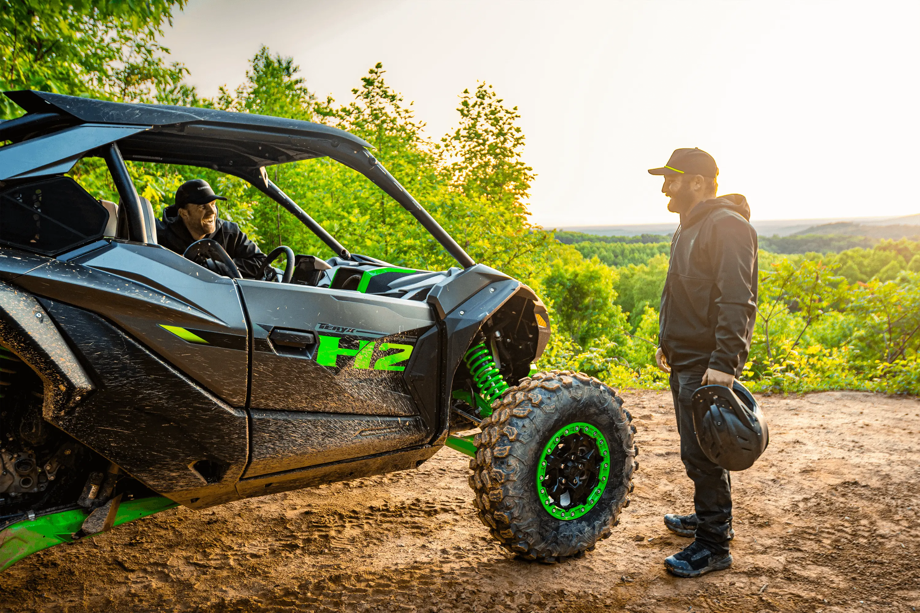 Side x side parked off-road.