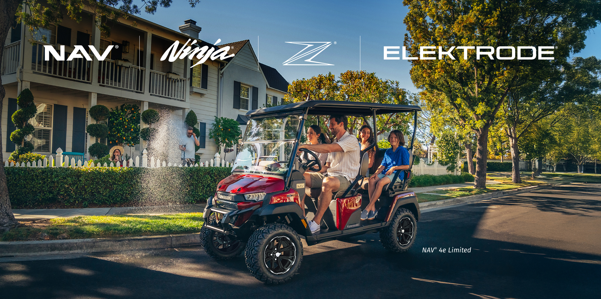 Family in a NAV driving around the neighborhood